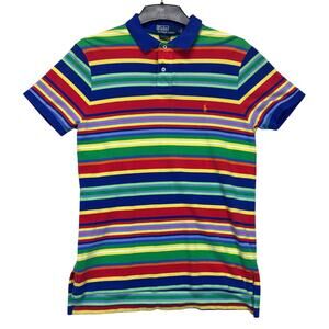 Polo Ralph Lauren Mens Striped Polo Shirt Medium Custom Fit Multicolor